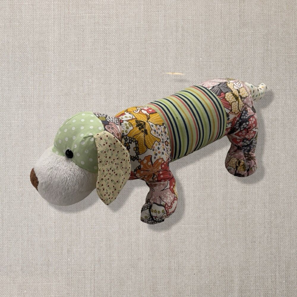 Ganz Patchwork Dachshund Plush Dog Paisley Floral Polka Dot Stripe Toy 12”